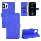 For iPhone 13 Pro Max Solid Color Skin Feel Magnetic Buckle Horizontal Flip Calf Texture PU Leather Case with Holder & Card Slots & Wallet (Blue) - 1