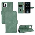 For iPhone 13 Pro Max Solid Color Skin Feel Magnetic Buckle Horizontal Flip Calf Texture PU Leather Case with Holder & Card Slots & Wallet (Green) - 1
