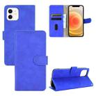 For iPhone 13 Solid Color Skin Feel Magnetic Buckle Horizontal Flip Calf Texture PU Leather Case with Holder & Card Slots & Wallet(Blue) - 1