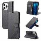 For iPhone 13 Pro AZNS Sheepskin Texture Horizontal Flip Leather Case with Holder & Card Slots & Wallet (Black) - 1