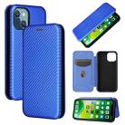 For iPhone 13 mini Carbon Fiber Texture Horizontal Flip TPU + PC + PU Leather Case with Card Slot (Blue) - 1