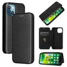 For iPhone 13 mini Carbon Fiber Texture Horizontal Flip TPU + PC + PU Leather Case with Card Slot (Black) - 1