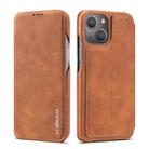 For iPhone 13 mini LC.IMEEKE Hon Ancient Series Horizontal Flip Leather Case with Holder & Card Slot (Brown) - 1