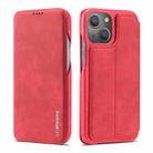 For iPhone 13 LC.IMEEKE Hon Ancient Series Horizontal Flip Leather Case with Holder & Card Slot(Red) - 1