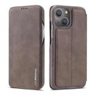 For iPhone 13 LC.IMEEKE Hon Ancient Series Horizontal Flip Leather Case with Holder & Card Slot(Coffee) - 1