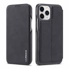 For iPhone 13 Pro LC.IMEEKE Hon Ancient Series Horizontal Flip Leather Case with Holder & Card Slot (Black) - 1