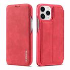 For iPhone 13 Pro LC.IMEEKE Hon Ancient Series Horizontal Flip Leather Case with Holder & Card Slot (Red) - 1