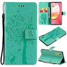 Tree & Cat Pattern Pressed Printing Horizontal Flip PU Leather Case with Holder & Card Slots & Wallet & Lanyard For LG Velvet 2 Pro(Green) - 1