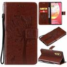 Tree & Cat Pattern Pressed Printing Horizontal Flip PU Leather Case with Holder & Card Slots & Wallet & Lanyard For LG Velvet 2 Pro(Brown) - 1