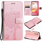 Tree & Cat Pattern Pressed Printing Horizontal Flip PU Leather Case with Holder & Card Slots & Wallet & Lanyard For LG Velvet 2 Pro(Rose Gold) - 1