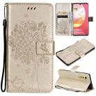 Tree & Cat Pattern Pressed Printing Horizontal Flip PU Leather Case with Holder & Card Slots & Wallet & Lanyard For LG Velvet 2 Pro(Gold) - 1