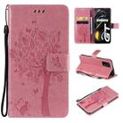 Tree & Cat Pattern Pressed Printing Horizontal Flip PU Leather Case with Holder & Card Slots & Wallet & Lanyard For OPPO Realme GT 5G(Pink) - 1