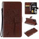 Tree & Cat Pattern Pressed Printing Horizontal Flip PU Leather Case with Holder & Card Slots & Wallet & Lanyard For OPPO Realme GT 5G(Brown) - 1