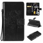 Tree & Cat Pattern Pressed Printing Horizontal Flip PU Leather Case with Holder & Card Slots & Wallet & Lanyard For OPPO Realme GT 5G(Black) - 1