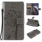 Tree & Cat Pattern Pressed Printing Horizontal Flip PU Leather Case with Holder & Card Slots & Wallet & Lanyard For OnePlus Nord CE 5G(Grey) - 1