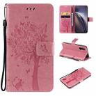 Tree & Cat Pattern Pressed Printing Horizontal Flip PU Leather Case with Holder & Card Slots & Wallet & Lanyard For OnePlus Nord CE 5G(Pink) - 1