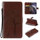 Tree & Cat Pattern Pressed Printing Horizontal Flip PU Leather Case with Holder & Card Slots & Wallet & Lanyard For OnePlus Nord CE 5G(Brown) - 1