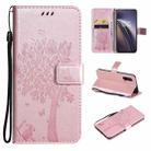 Tree & Cat Pattern Pressed Printing Horizontal Flip PU Leather Case with Holder & Card Slots & Wallet & Lanyard For OnePlus Nord CE 5G(Rose Gold) - 1