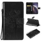 Tree & Cat Pattern Pressed Printing Horizontal Flip PU Leather Case with Holder & Card Slots & Wallet & Lanyard For OnePlus Nord CE 5G(Black) - 1