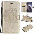Tree & Cat Pattern Pressed Printing Horizontal Flip PU Leather Case with Holder & Card Slots & Wallet & Lanyard For OnePlus Nord CE 5G(Gold) - 1