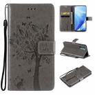 Tree & Cat Pattern Pressed Printing Horizontal Flip PU Leather Case with Holder & Card Slots & Wallet & Lanyard For OnePlus N200 5G(Grey) - 1