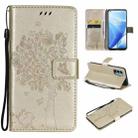 Tree & Cat Pattern Pressed Printing Horizontal Flip PU Leather Case with Holder & Card Slots & Wallet & Lanyard For OnePlus N200 5G(Gold) - 1
