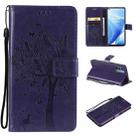 Tree & Cat Pattern Pressed Printing Horizontal Flip PU Leather Case with Holder & Card Slots & Wallet & Lanyard For OnePlus N200 5G(Purple) - 1