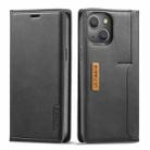 For iPhone 13 LC.IMEEKE LC-001 Series PU + TPU Color Matching Frosted Horizontal Flip Leather Case with Holder & Card Slot(Black) - 1