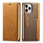 For iPhone 13 Pro LC.IMEEKE LC-001 Series PU + TPU Color Matching Frosted Horizontal Flip Leather Case with Holder & Card Slot (Brown) - 1