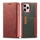 For iPhone 13 Pro Max LC.IMEEKE LC-001 Series PU + TPU Color Matching Frosted Horizontal Flip Leather Case with Holder & Card Slot (Red) - 1