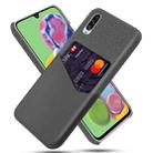 For Samsung Galaxy A90 5G Cloth Texture PC + PU Leather Back Cover Shockproof Case with Card Slot(Grey) - 1