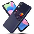 For Samsung Galaxy A30s Cloth Texture PC + PU Leather Back Cover Shockproof Case with Card Slot(Blue) - 1