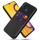 For Samsung Galaxy M30s Cloth Texture PC + PU Leather Back Cover Shockproof Case with Card Slot(Black) - 1