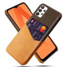 For Samsung Galaxy A32 5G Cloth Texture PC + PU Leather Back Cover Shockproof Case with Card Slot(Orange) - 1