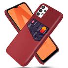 For Samsung Galaxy A32 5G Cloth Texture PC + PU Leather Back Cover Shockproof Case with Card Slot(Red) - 1