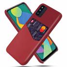 For Samsung Galaxy F52 5G Cloth Texture PC + PU Leather Back Cover Shockproof Case with Card Slot(Red) - 1