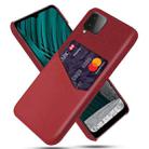 For Samsung Galaxy M12 Cloth Texture PC + PU Leather Back Cover Shockproof Case with Card Slot(Red) - 1