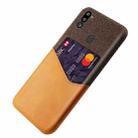 For Samsung Galaxy M21 2021 Cloth Texture PC + PU Leather Back Cover Shockproof Case with Card Slot(Orange) - 2