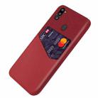 For Samsung Galaxy M21 2021 Cloth Texture PC + PU Leather Back Cover Shockproof Case with Card Slot(Red) - 2