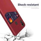 For Samsung Galaxy M21 2021 Cloth Texture PC + PU Leather Back Cover Shockproof Case with Card Slot(Red) - 3