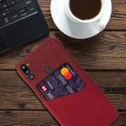 For Samsung Galaxy M21 2021 Cloth Texture PC + PU Leather Back Cover Shockproof Case with Card Slot(Red) - 5