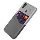 For Samsung Galaxy M21 2021 Cloth Texture PC + PU Leather Back Cover Shockproof Case with Card Slot(Grey) - 2