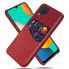 For Samsung Galaxy M32 Cloth Texture PC + PU Leather Back Cover Shockproof Case with Card Slot(Red) - 1