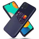 For Samsung Galaxy M32 Cloth Texture PC + PU Leather Back Cover Shockproof Case with Card Slot(Blue) - 1