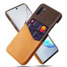 For Samsung Galaxy M80s Cloth Texture PC + PU Leather Back Cover Shockproof Case with Card Slot(Orange) - 1