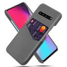 For Samsung Galaxy S10 5G Cloth Texture PC + PU Leather Back Cover Shockproof Case with Card Slot(Grey) - 1