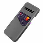 For Samsung Galaxy S10 5G Cloth Texture PC + PU Leather Back Cover Shockproof Case with Card Slot(Grey) - 2