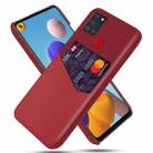 For Samsung Galaxy A21s Cloth Texture PC + PU Leather Back Cover Shockproof Case with Card Slot(Red) - 1