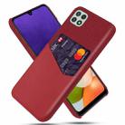 For Samsung Galaxy A22 5G US Version Cloth Texture PC + PU Leather Back Cover Shockproof Case with Card Slot(Red) - 1