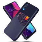 For Samsung Galaxy A50 Cloth Texture PC + PU Leather Back Cover Shockproof Case with Card Slot(Blue) - 1
